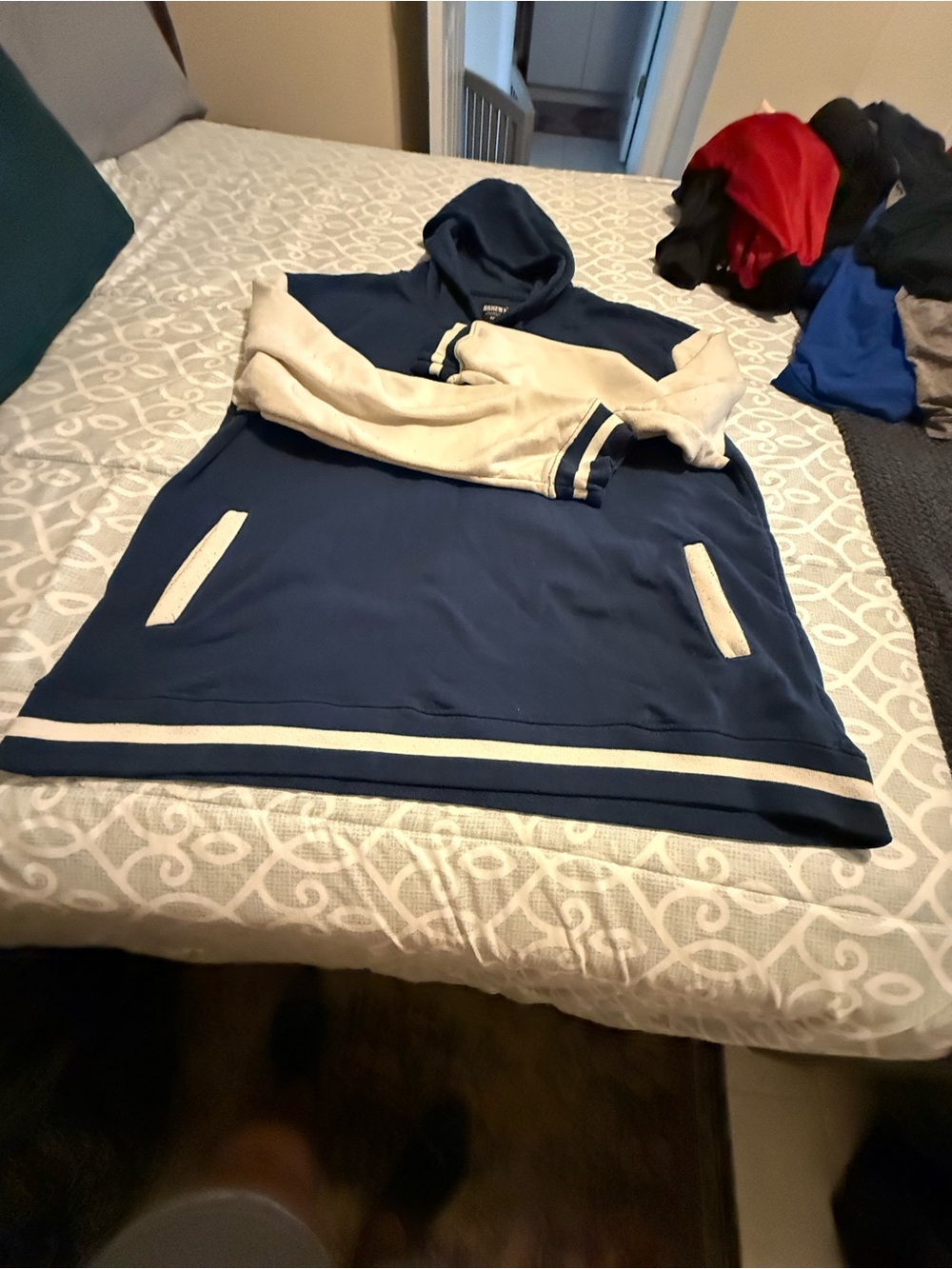 DRIP Navy & Cream Hooded Pullover - Picture 2 of 4